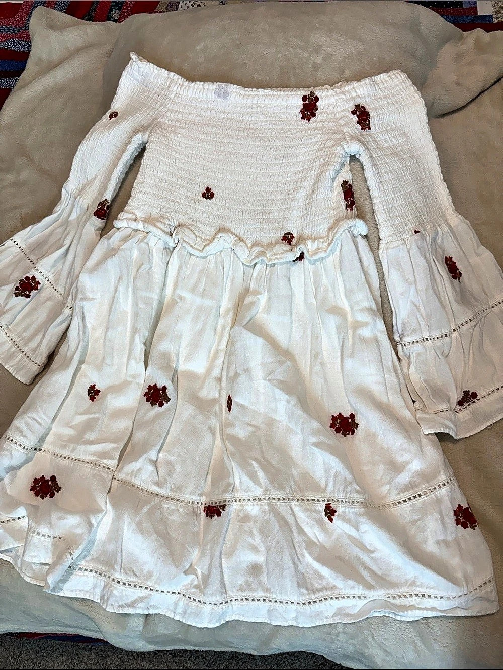 Free People Fleur Du Jour Off-The-Shoulder Dress Floral Mini Dress